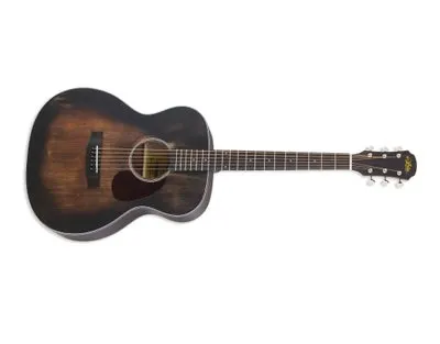 ARIA 101 DELTA PLAYER - 1928 VINTAGE STYLE OM ACOUSTIC GUITAR W/OPEN GEAR TUNERS - SPRUCE/ SAPELE - MUDDY BROWN