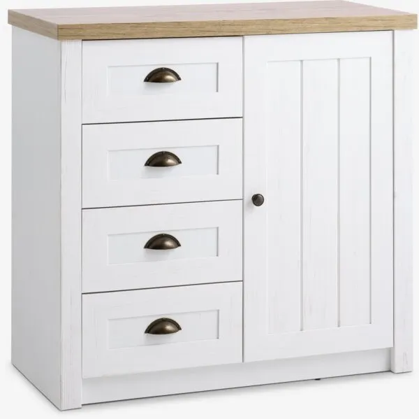 MARKSKEL Cassettiera 4 cass 1 anta MARKSKEL bianco/col.rov.selv.nat.