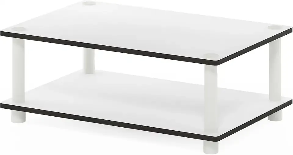 Furinno 11172 Just 2-Tier No Tools Coffee Table, White w/White Tube