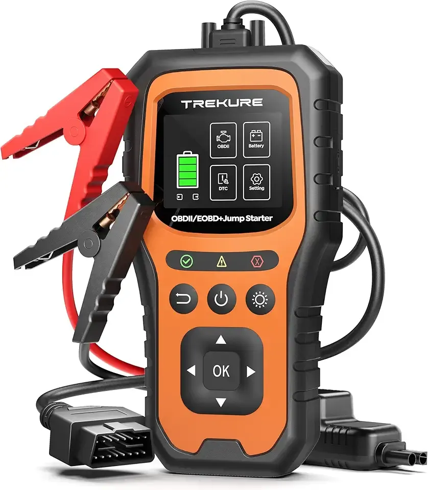 Car Battery Jump Starter with OBD2 Scanner 5000A, Car Battery Jumper Starter Portable (All Gas/10L Diesel), 12V Jump Box Jumper Cables, Code Reader for Check Engine Light, Diagnostic Tool