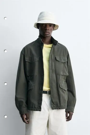 WASHED UTILITY POCKET JACKET