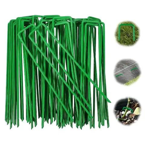 Grapas Clavos Césped Pasto Artificial Forma De U Verde 50pcs