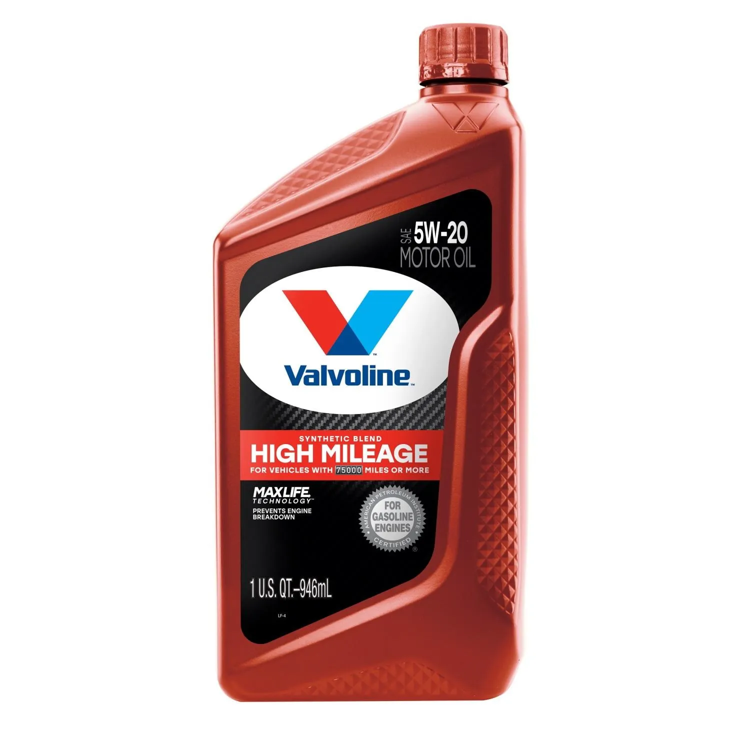 Valvoline High Mileage Synthetic Blend 5W-20 Motor Oil 1 Quart