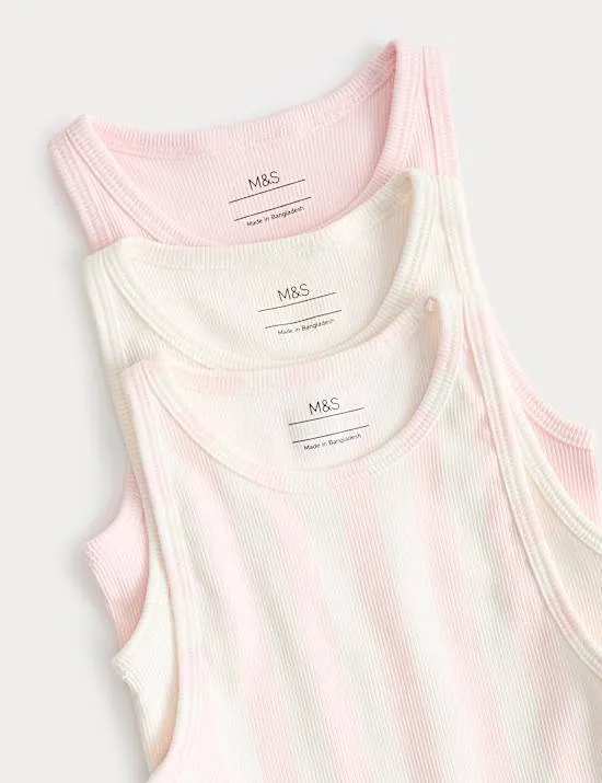 3 Pack Cotton Rich Vest Tops (2-8 Yrs)