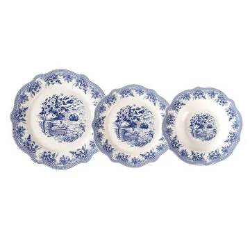 Servizio di Piatti Linea Blue Queen in Porcellana 18 Pezzi