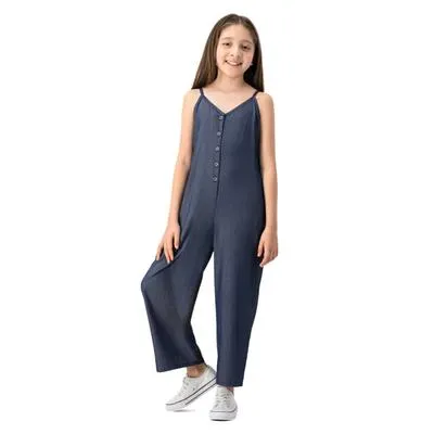 Jumpsuit Fantastic Niña Botones En Contraste Tirantes Delgados