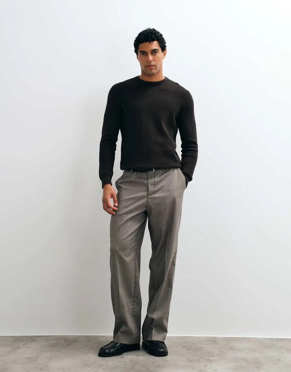 Mango 100% cotton knitted jumper in brown