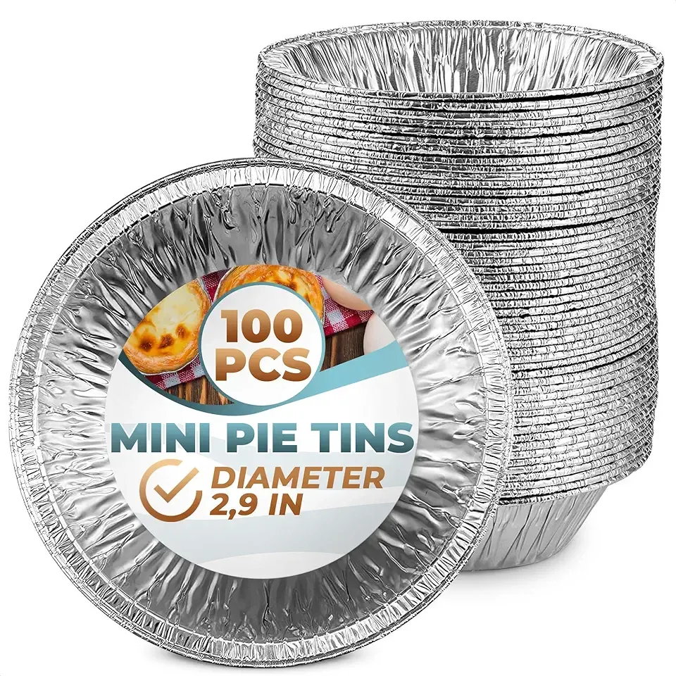 100 Pcs Thanksgiving Disposable Egg Tart Tins - 2.9" Christmas Aluminum Mini Pie Tins, Durable Material, Easy to Use and Oven Safe, Moisture & Odor Resistant for Holiday Baking, Great Gifts for Bakers