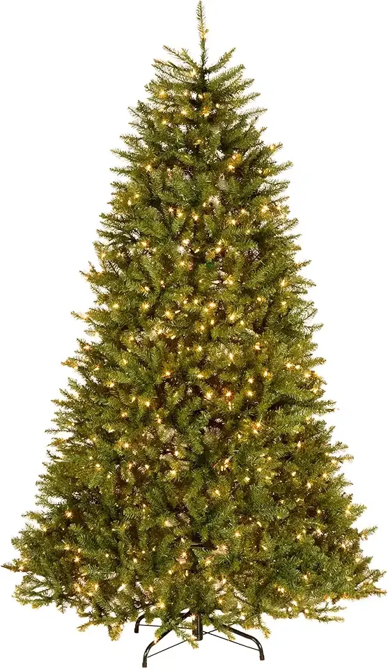 National Tree Company 7.5 ft Pre-Lit Dunhill Fir Artificial Christmas Tree, 750 Clear Lights, 2,514 Tips, Includes Stand, Green