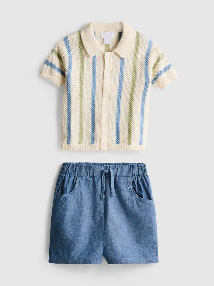 0–12 mois | Ensemble polo et short en maille à rayures