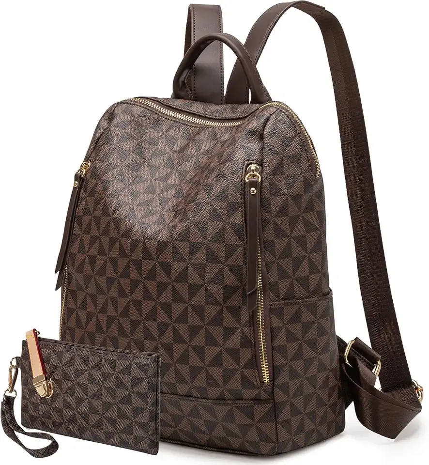 Women‘s Backpack Purse Leather Anti-theft Large Fashion Designer Travel Backpack Bag Men's Backpack Shoulder Bags, A-brown