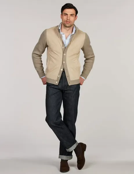 Hybrid Alcantara Cardigan Light Beige
