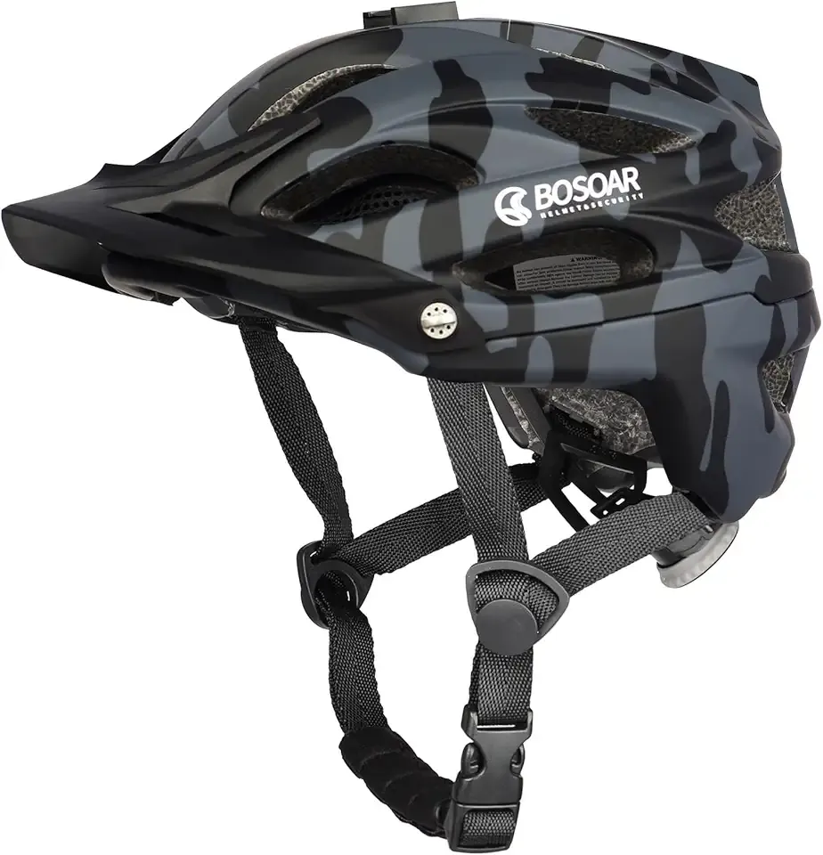 Bosoar Mountain Bike Helmet,Adult Cycling Helmet with Camera Mount and Detachable Visor for Men Women Youth,Suggested Fit 55-61 Cm
