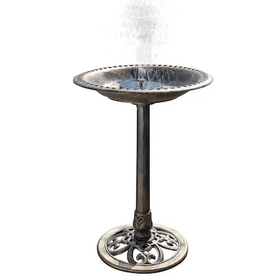 28-in H Bronze Polypropylene Solar birdbath