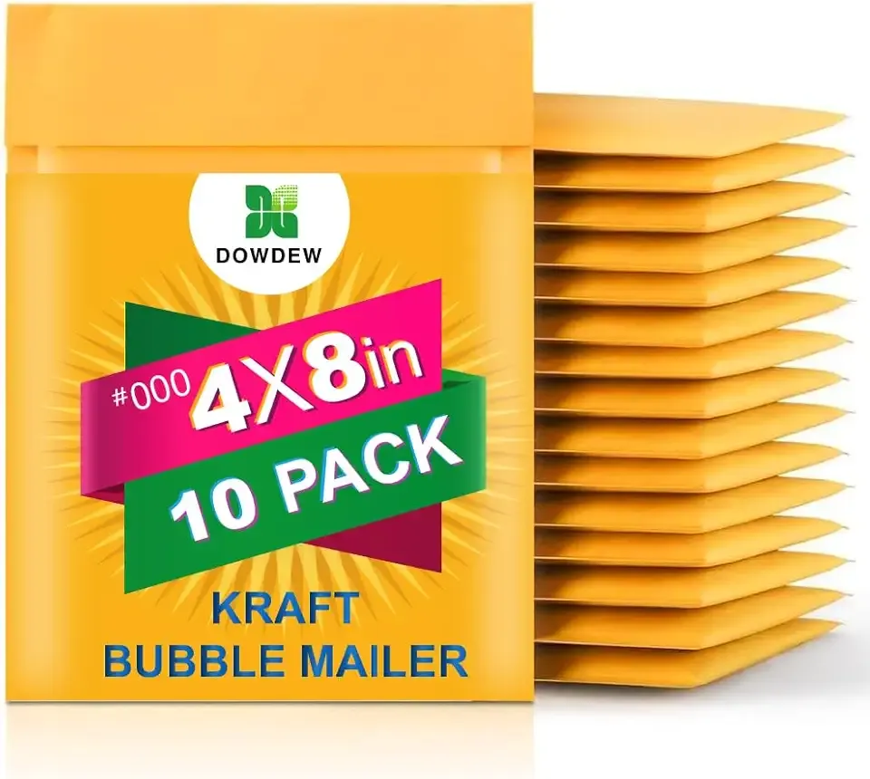 Kraft Bubble Mailers [10 Pack] Mailing Packing Envelopes #000 (4" x 8")