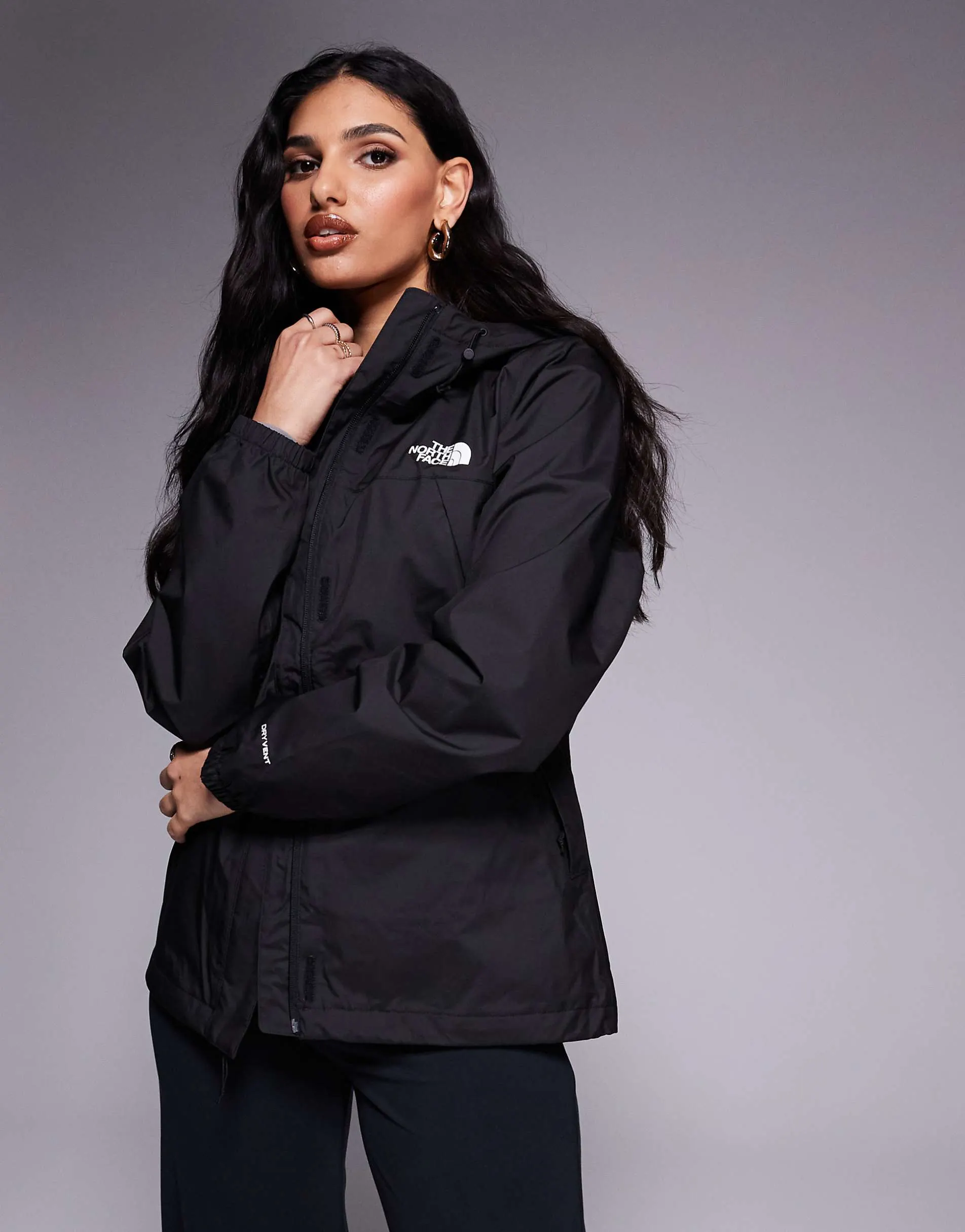 The North Face Antora waterproof logo jacket at black