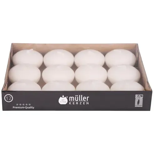 Schwimmkerzen - weiß - 12 Stück