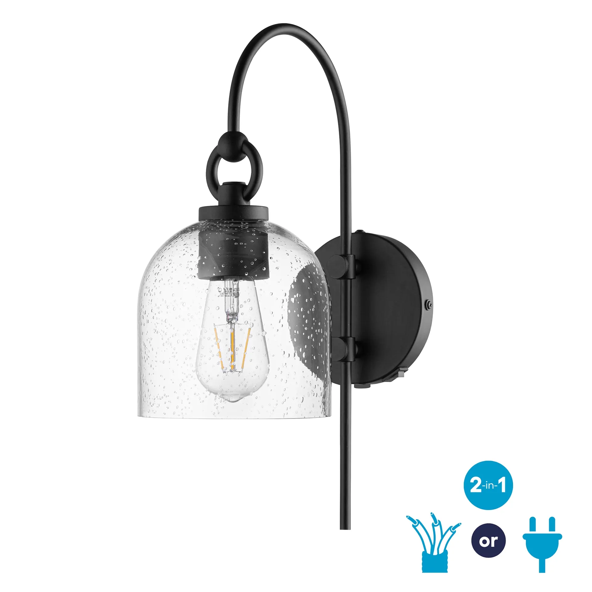 Berlant 5-in W 1 -Light Matte Black Vintage Wall Sconce