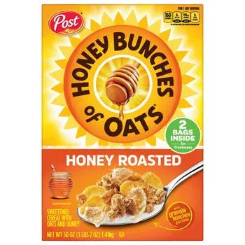 Post Honey Bunches of Oats Cereal, Honey Roasted, 25 oz, 2-count
