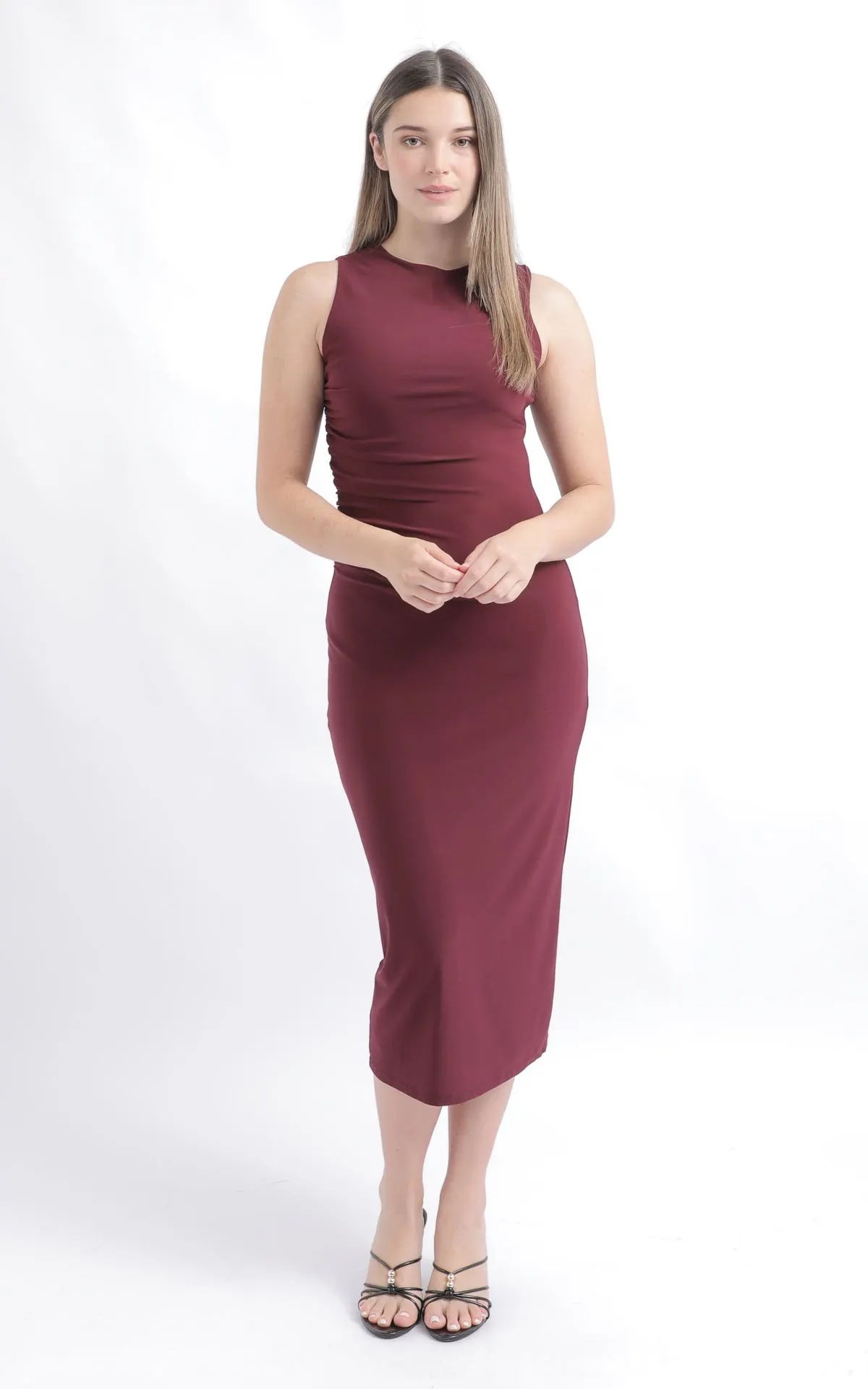 Jersey Ruched Midi Dress