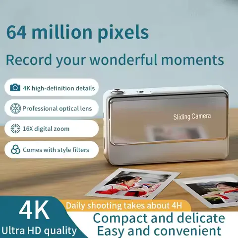 New Sliding Digital Camera CCD Campus 4K High-Definition Camera for Taking Photos and Recording Integrated Student Card Machine