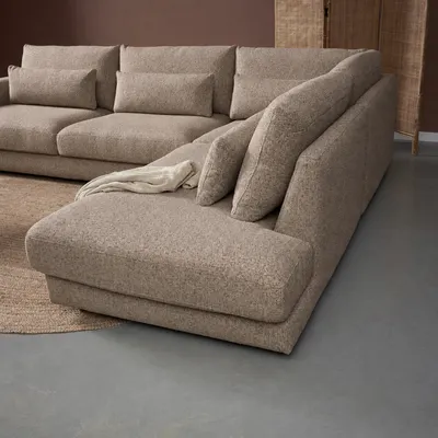 Hoekbank Lusaro taupe ottoman rechts