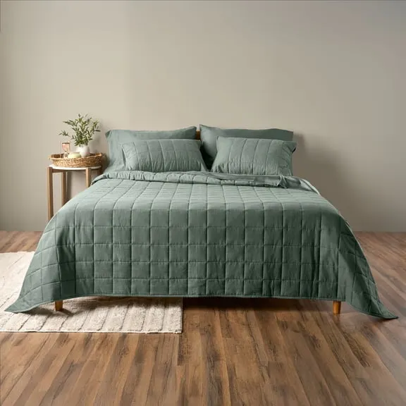 Allswell Cotton Linen Blend Quilt Set, Flagstone, King/California King