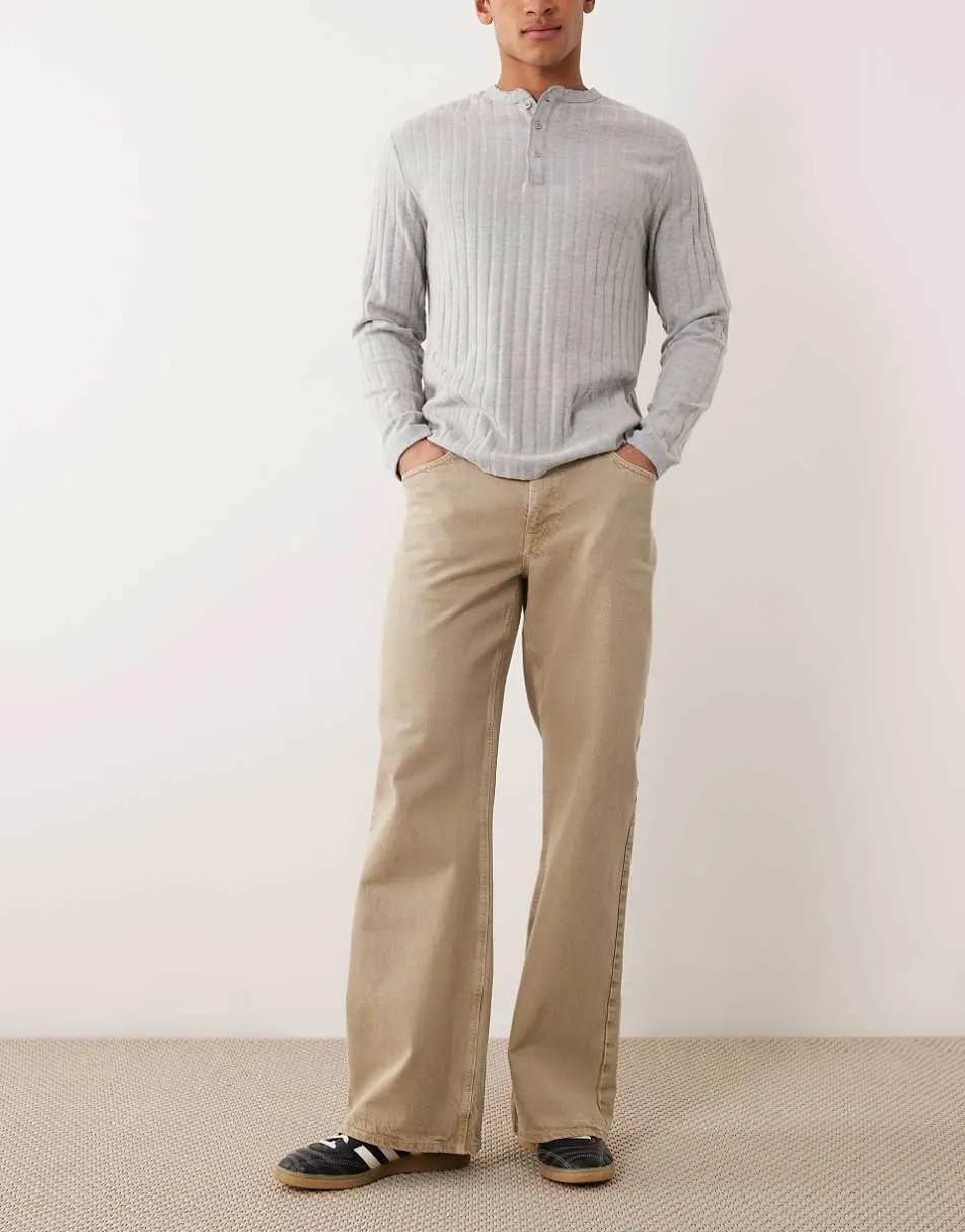 ASOS DESIGN wide flare jeans in brown wash