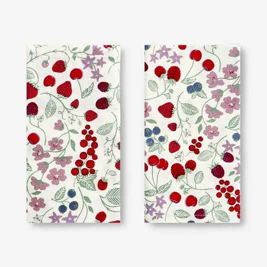 Fabric napkins with strawberry pr...