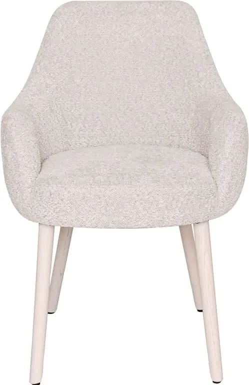 Theo spisestol Beige tekstil, hvitpigmentert eikeben