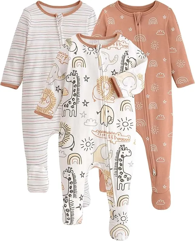 Yoofoss Baby Pajamas 100% Organic Cotton Newborn Sleepers Boy Girl Clothes | Two Way Zipper Footed Pjs for Newborn 0-3 3-6 6-9 12 18 24 M…