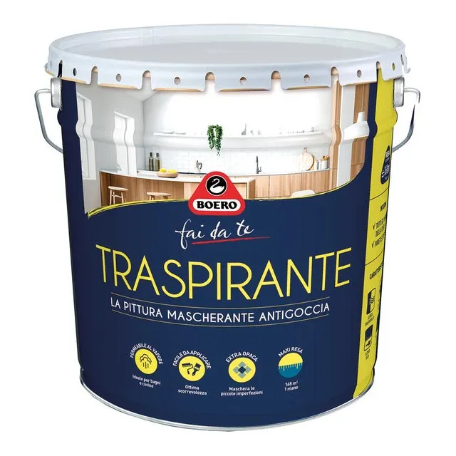 Pittura per interni traspirante BOERO bianco opaco 14 L