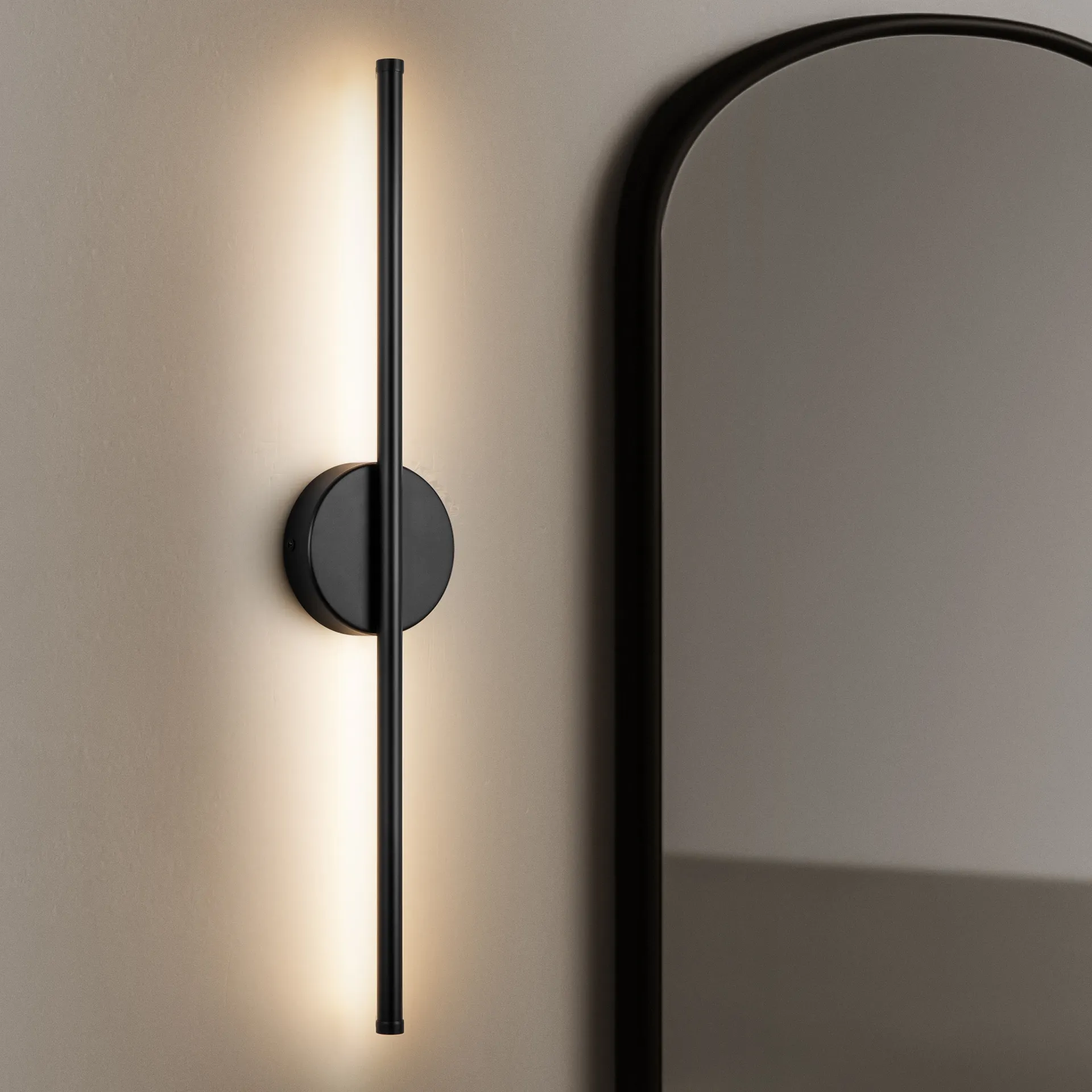 Aidan 23.6-in W 1 -Light Matte Black Hardwired Damp rated LED Wall Sconce