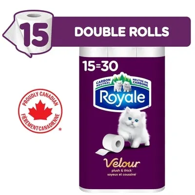 Velour Toilet Paper, 15 Equal 30 Rolls, 142 Bathroom Tissues per roll