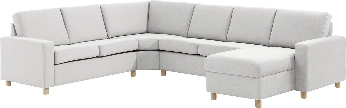 Sone lav hjørnesofa Modulsofa. 2 seter + stort hjørne + 2 seter i stoff Atlas, armlene J.