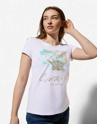 T-shirt - Stampa glitterata - bianco