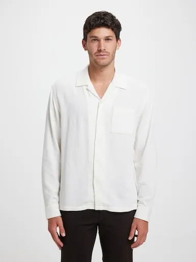 Just Jeans Long Sleeve Revere Textured Shirt