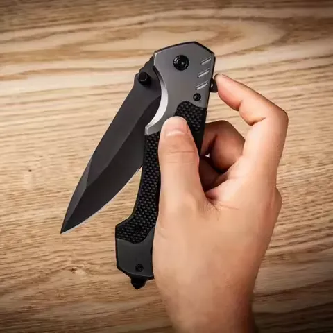 Portable Folding Knife - High-Hardness Stainless Steel Tanto Point Blade, Lightweight Ergonomic EDC Tool for Camping, Hiking