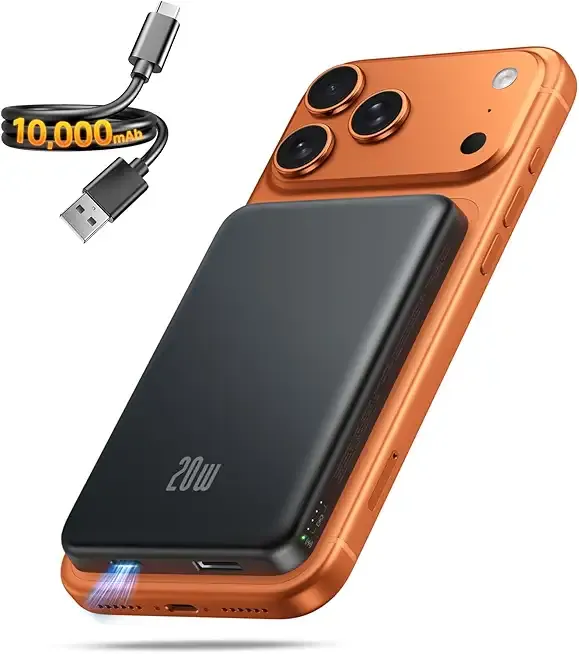 Portable Charger for Magsafe Power Bank - 10000mAh Magnetic Phone Charger, USB-C 22W PD Fast Charging, Slim Wireless Battery Pack for iPhone 17/16/15/14/13 Series,for Travel Cruise Essentials-Obsidian