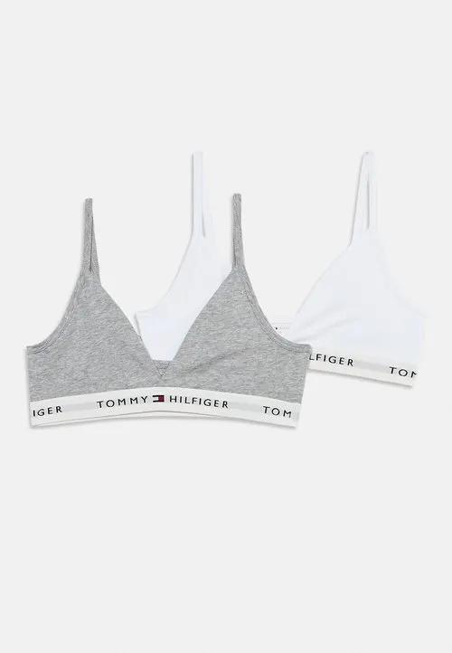 2-PACK SIGNATURE UNPADDED TRIANGLE BRALETTE - Topp - white/grey
