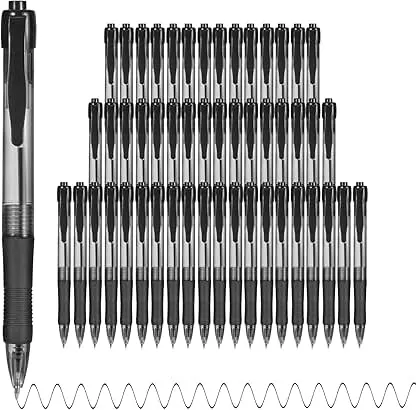 deegtran Pens Bulk, 50 Pack No Bleed Black Ink Click Pen…