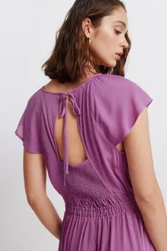 Vestido midi liso goma cintura