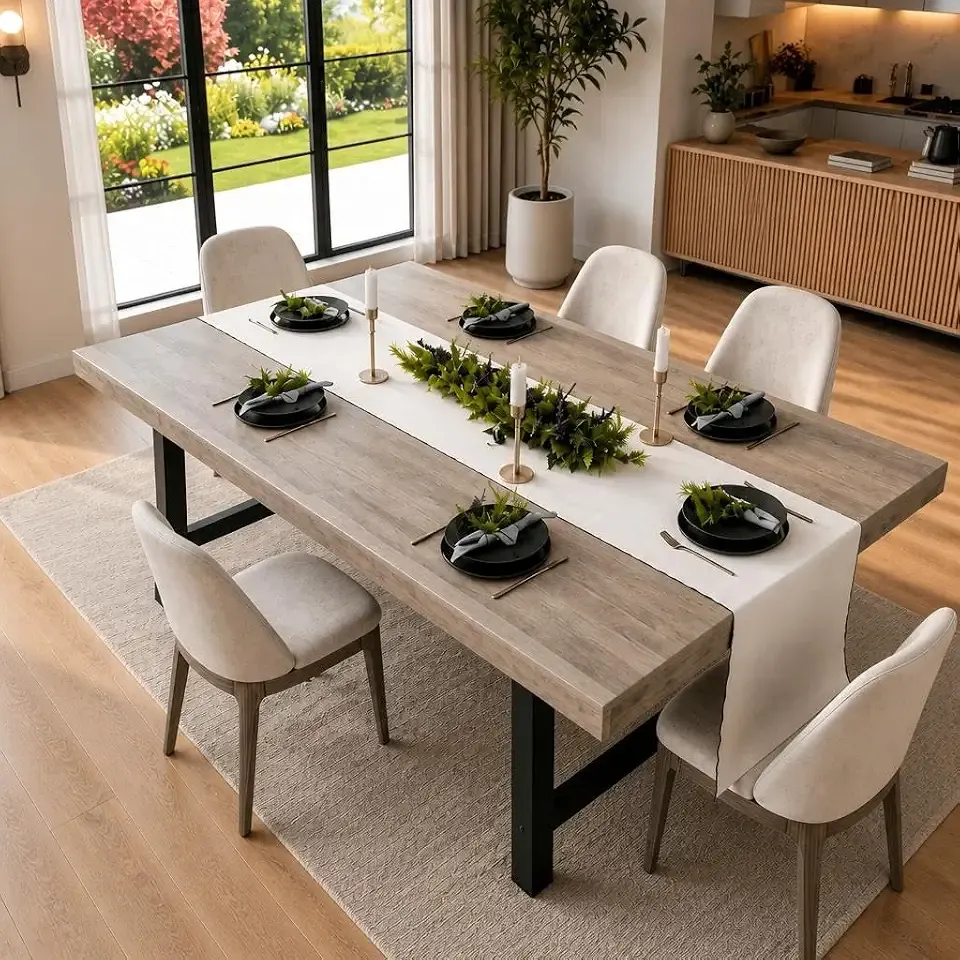 71''Industrial Dining Table for 6-8 People,Large Kitchen Table