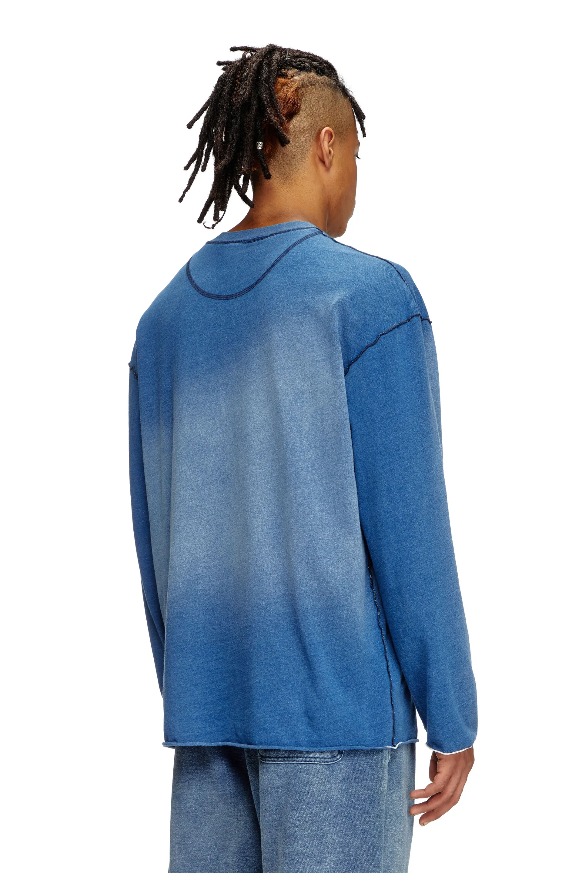 Faded long-sleeve T-shirt with micro logo
