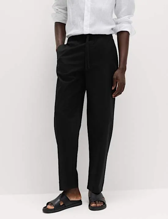 Loose Fit Hose aus Leinenmischgewebe mit Gummizugbund