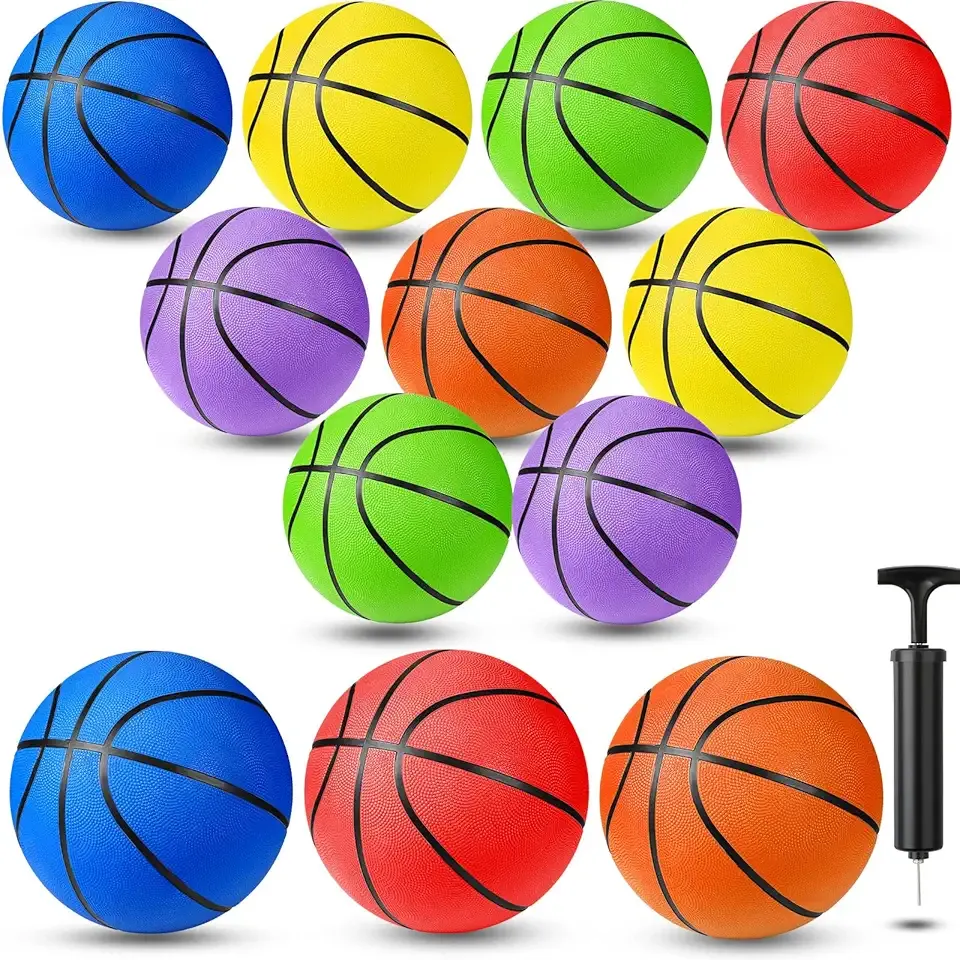 Jerify 12 Pack Official Size Rubber Basketballs for Kids Child Junior Youth Indoor Outdoor Sports Basket Balls with Pump Back to School Student Gifts Operation Christmas Bulk Items