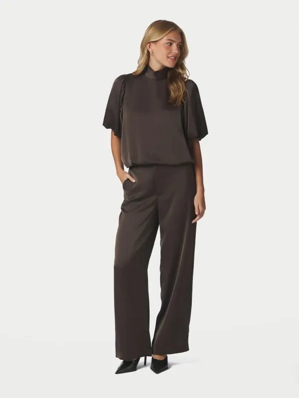Parisa Heavy Sateen Blouse Dark Brown