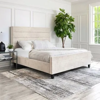 Athena Upholstered King Bed Frame with Channel Tufted Headboard