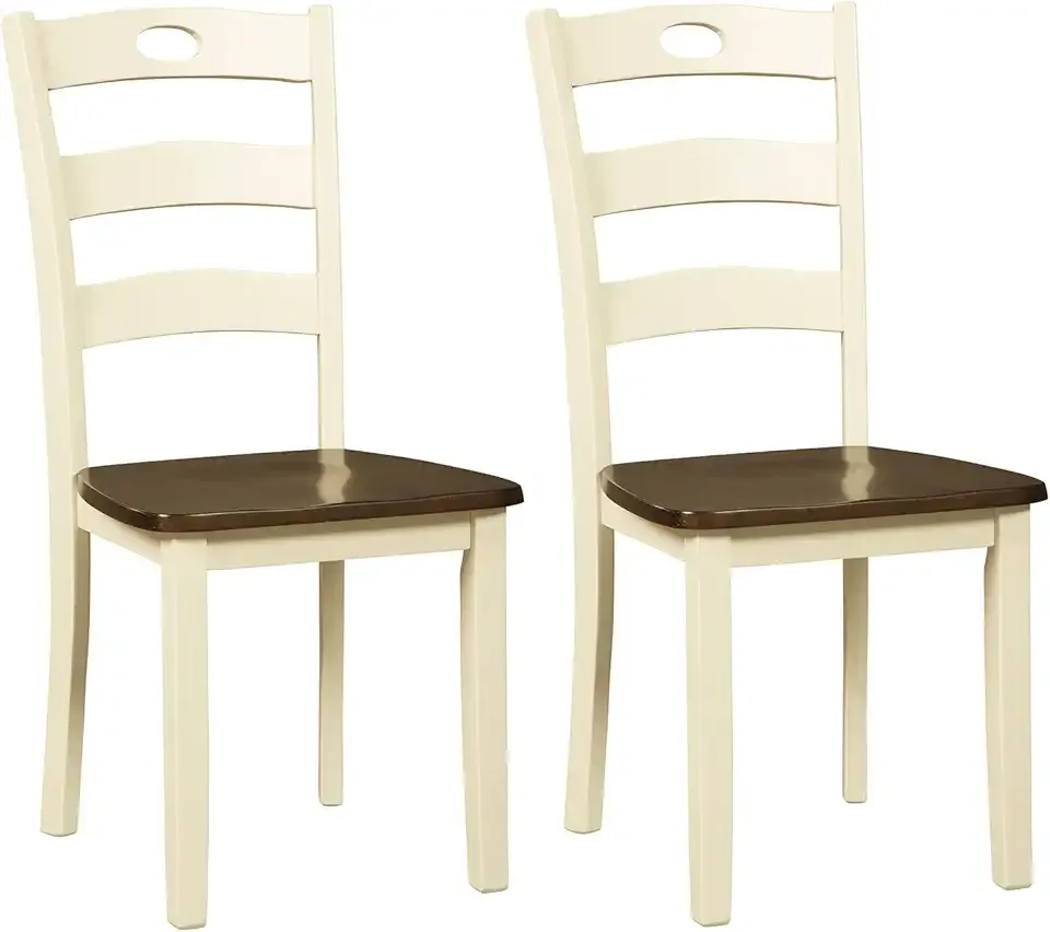 Signature Design by Ashley Woodanville 18" Cottage Ladderback Dining Chair, 2 Count, Cream & Brown