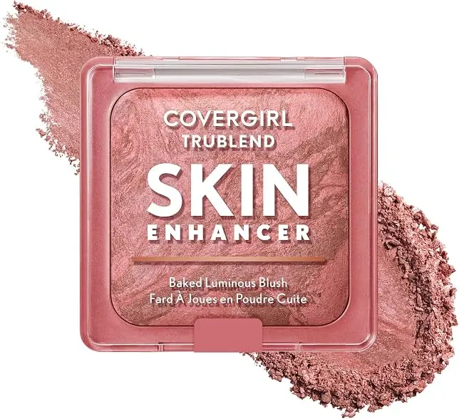 COVERGIRL TruBlend Skin Enhancer Baked Luminous Blush, with Hyaluronic Acid & White Rose Extract, Blends Seamlessly - Rose Latte (Nu…